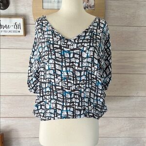 Chic Blue and Black Women's Blouse M